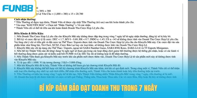 Bí kíp đảm bảo đạt doanh thu trong 7 ngày
